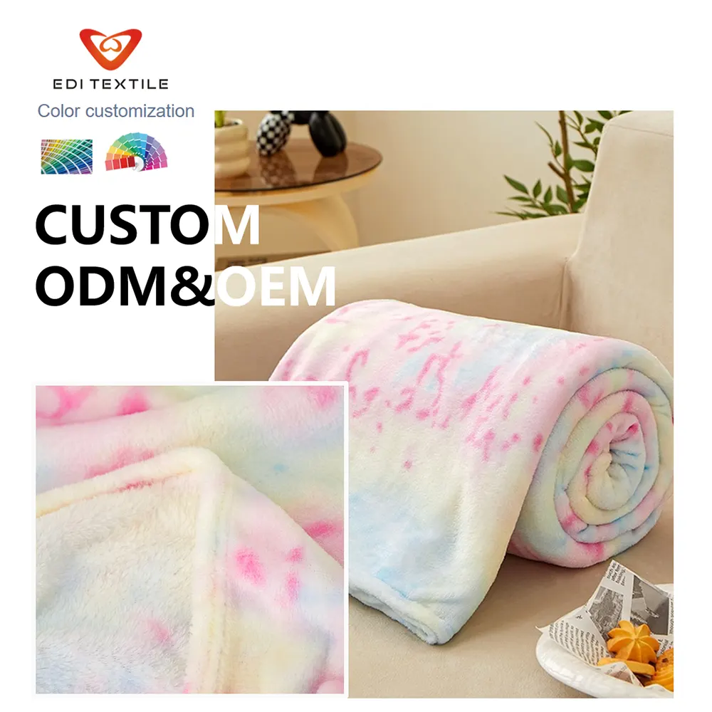 Custom Pastel Printed Flannel Blanket for Wholesalers and Chain Supermarkets