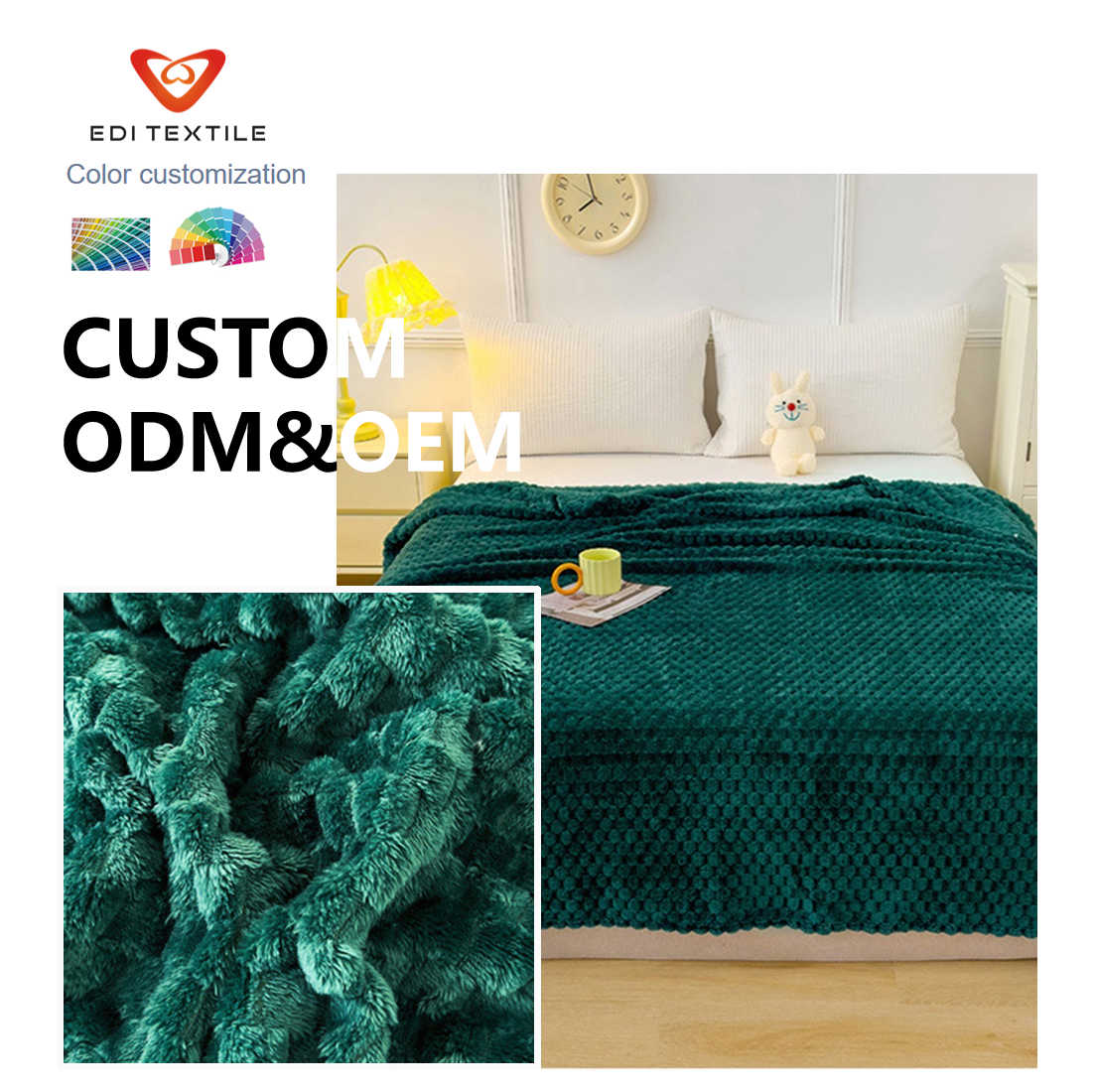 custom solid blue color dyed flannel throw blanket for mass supermarkets and home textile wholesalers-5