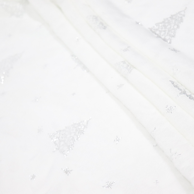 Silver Tree Foil Pattern Christmas Flannel Blanket supplier