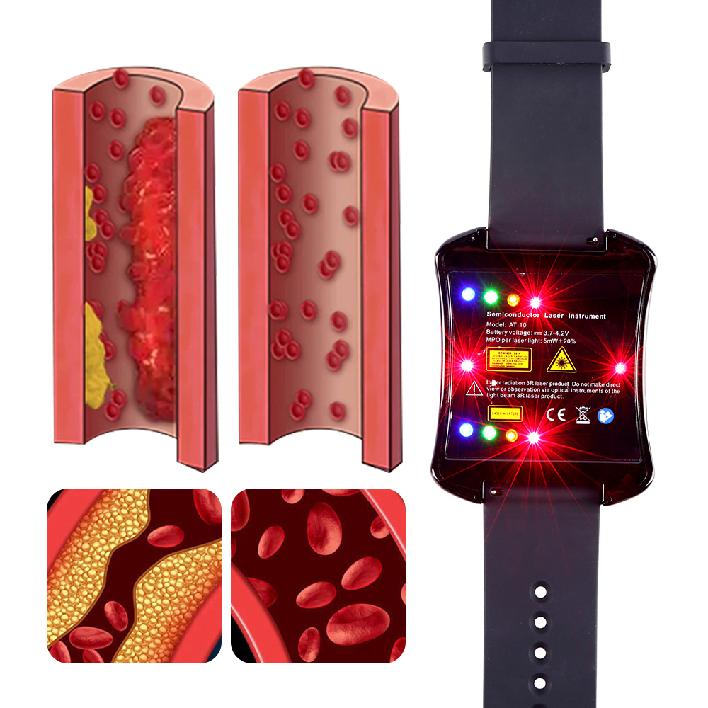 Middle-Aged & Elderly Laser Therapy Watch Daily Care Device to Lower Blood Pressure & Sugar