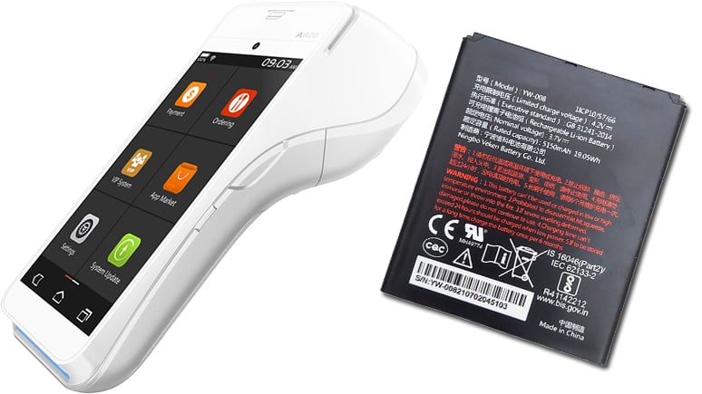 PAX A920 Pro Pos Terminal Machine 3.7V 5150mAh YW-008 Li-ion Battery
