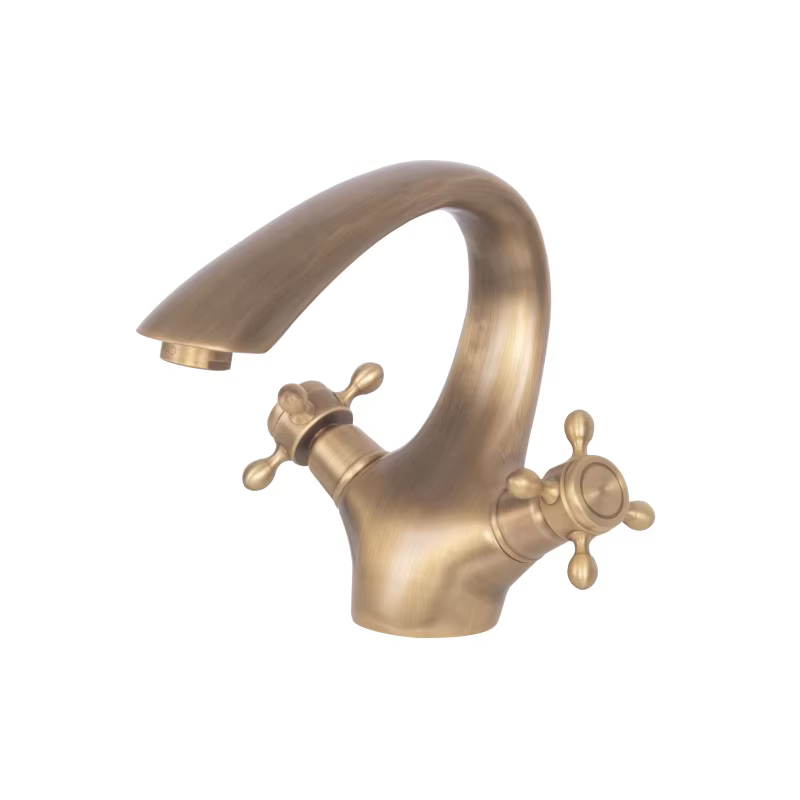 Luxury Brass Dual Handles Basin Tap - Bronze factory