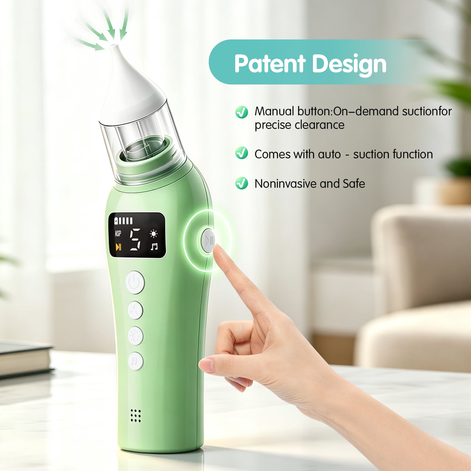 New Design Baby Electronic Baby Nose Cleaner Rechargeable Soft Tip Nasal Aspirator