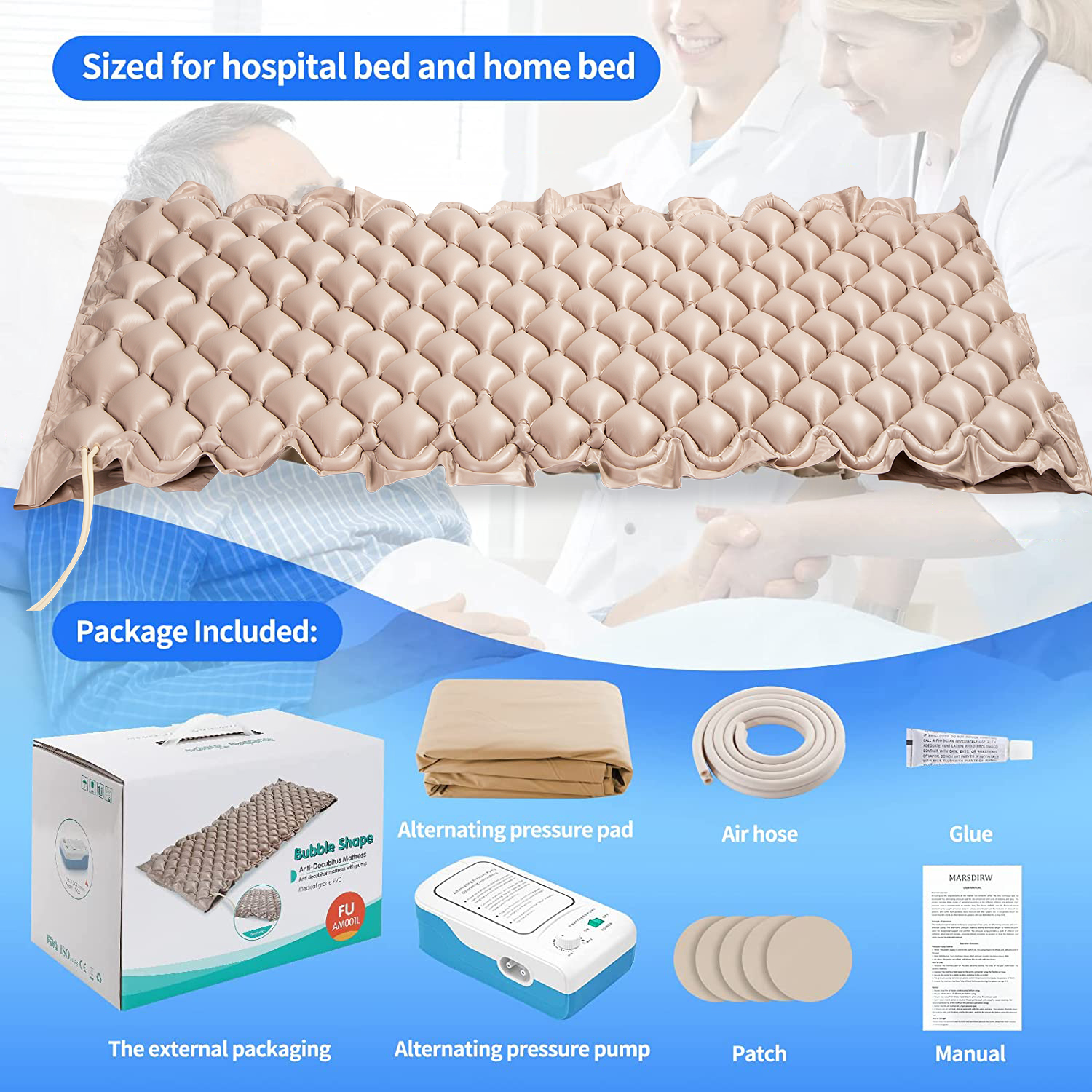 Wholesale Inflatable Bubble Anti Bedsore Decubitus Medical Alternating Pressure air Mattress for Hospital Bed

