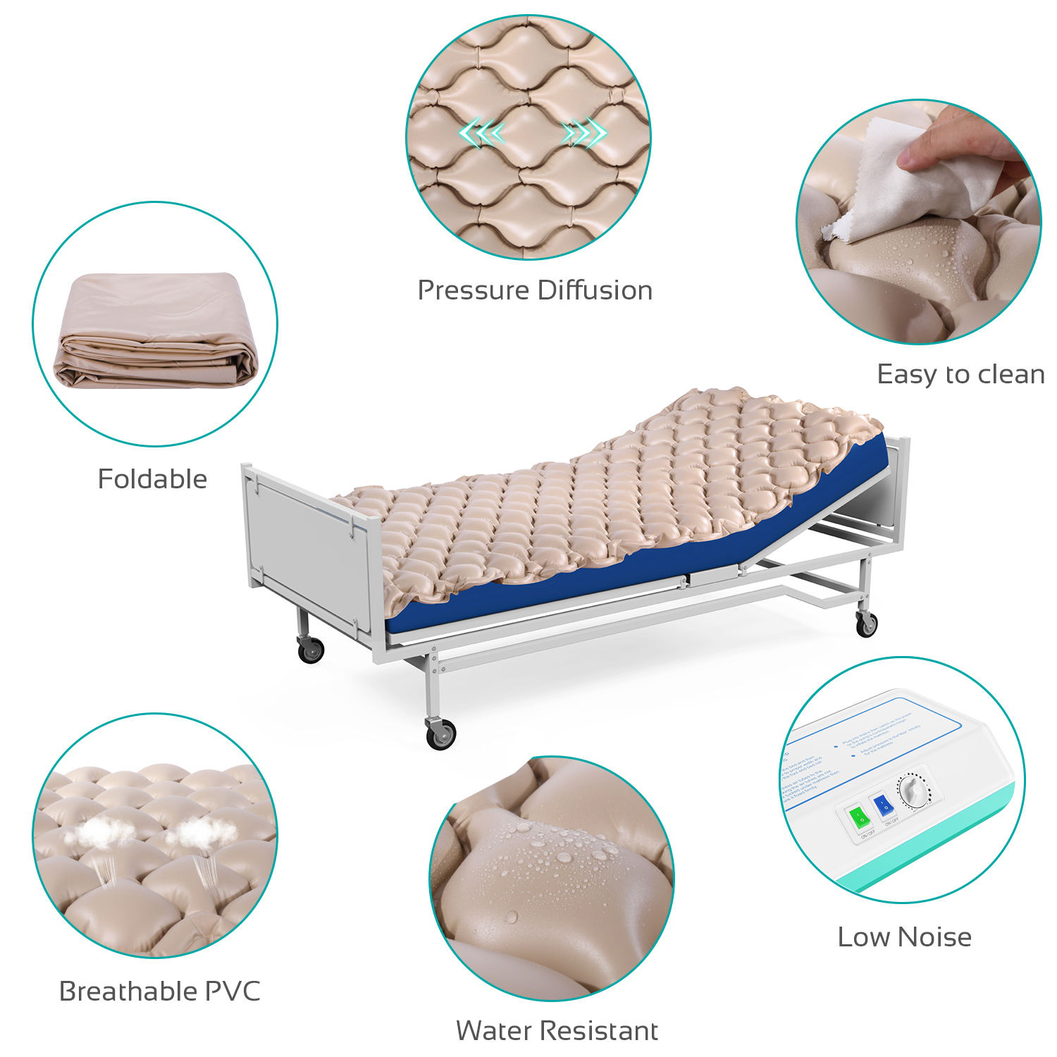 Hospital Air Pump Mattress Bed Anti-Decubitus Silent Static Medical Alternating Pressure Air Mattress for Peaceful Sleep