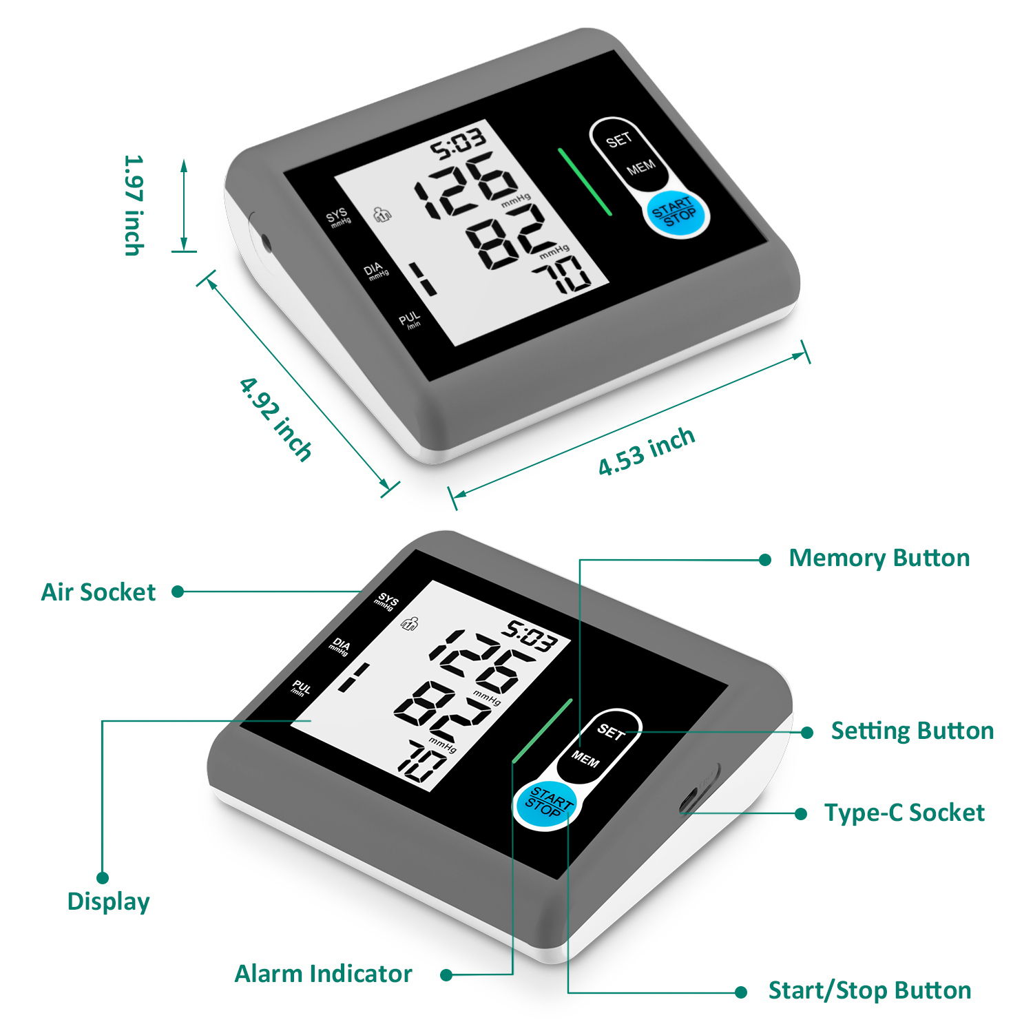 Digital Blood Pressure Machine Monitor Upper Arm BP Monitor Cuff Tensimometer
