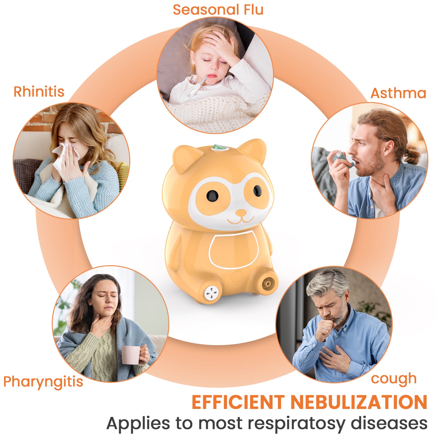 Electric Cartoon Raccoon Adult Children Medical Compressor Nebulizer