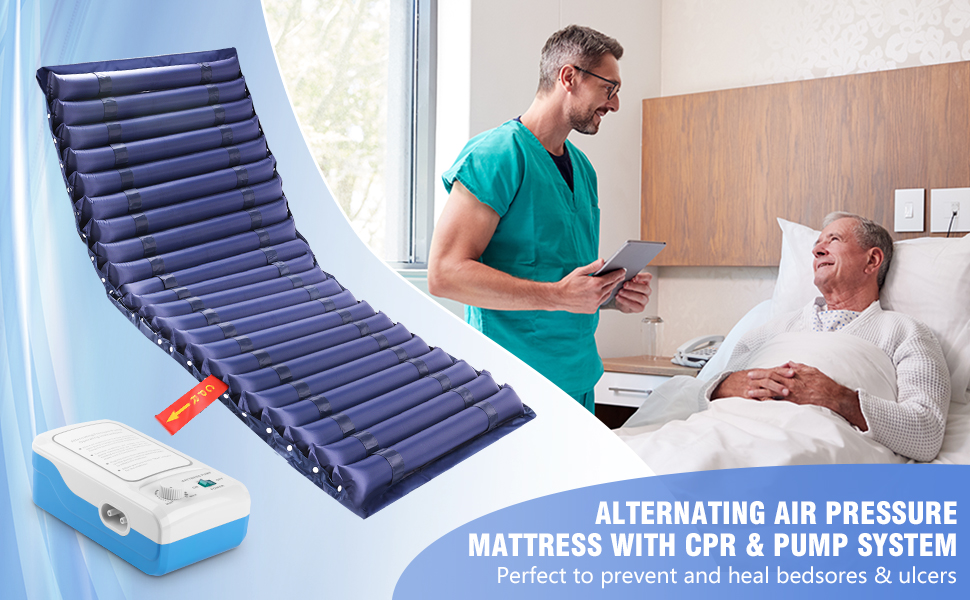 Large Alternating Air Pressure Mattress Pad Waterproof Pressure Relief Ulcer Cushion Pad Bed Sore Mattress with Quiet Pump
