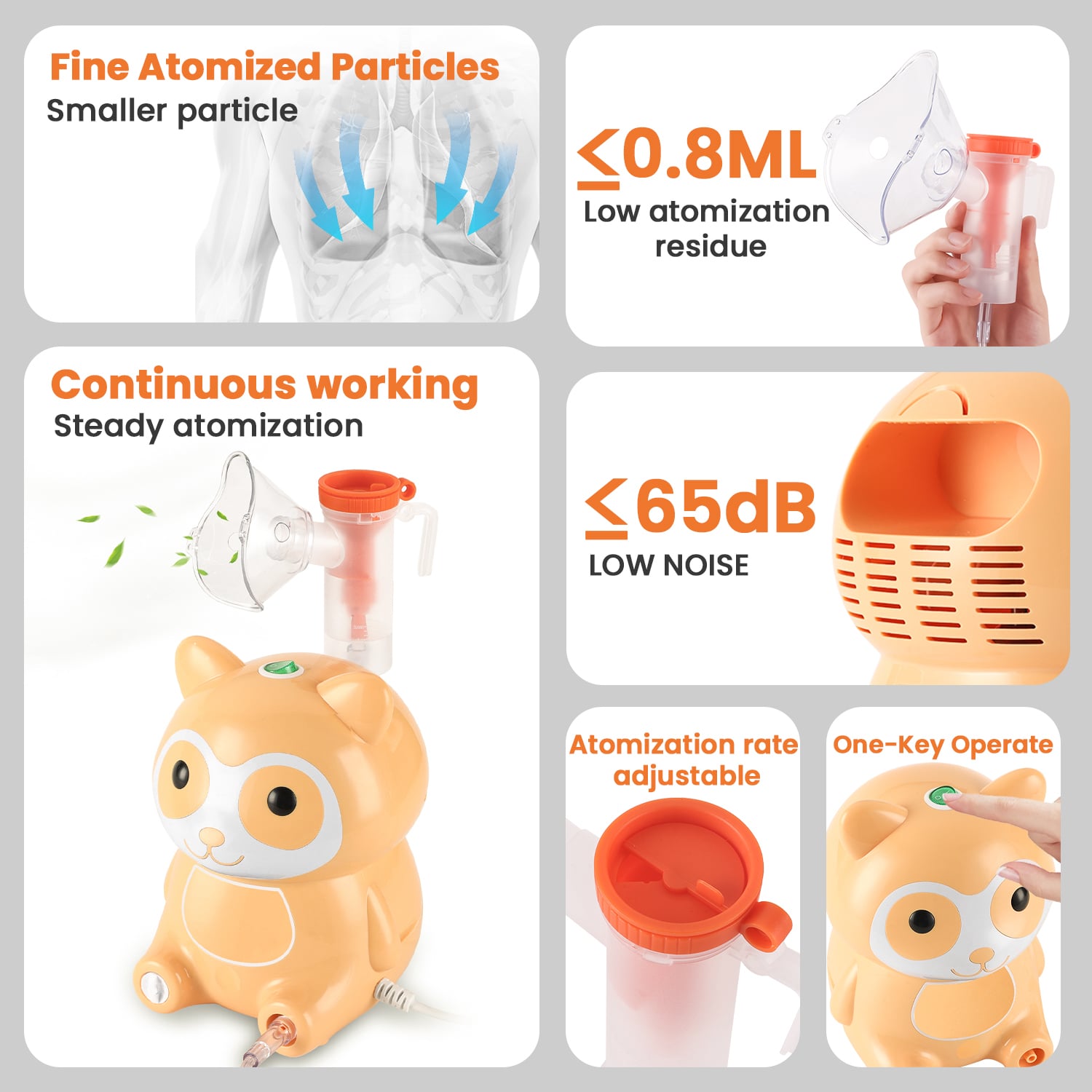 Electric Cartoon Raccoon Adult Children Medical Compressor Nebulizer