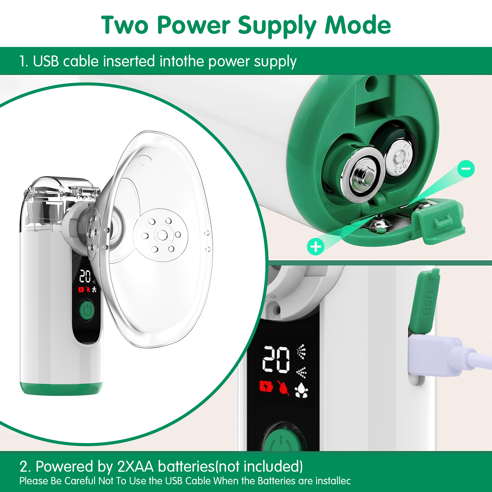 Factory Wholesale Digital Medical Nebulizer Home Use Breath Function Plastic Portable Electric Mesh Nebulizer Operate with AA batttery or Type C cable Two airflow levels home Use  Electric  Medical  inhaler  nebu ( (7).jpg