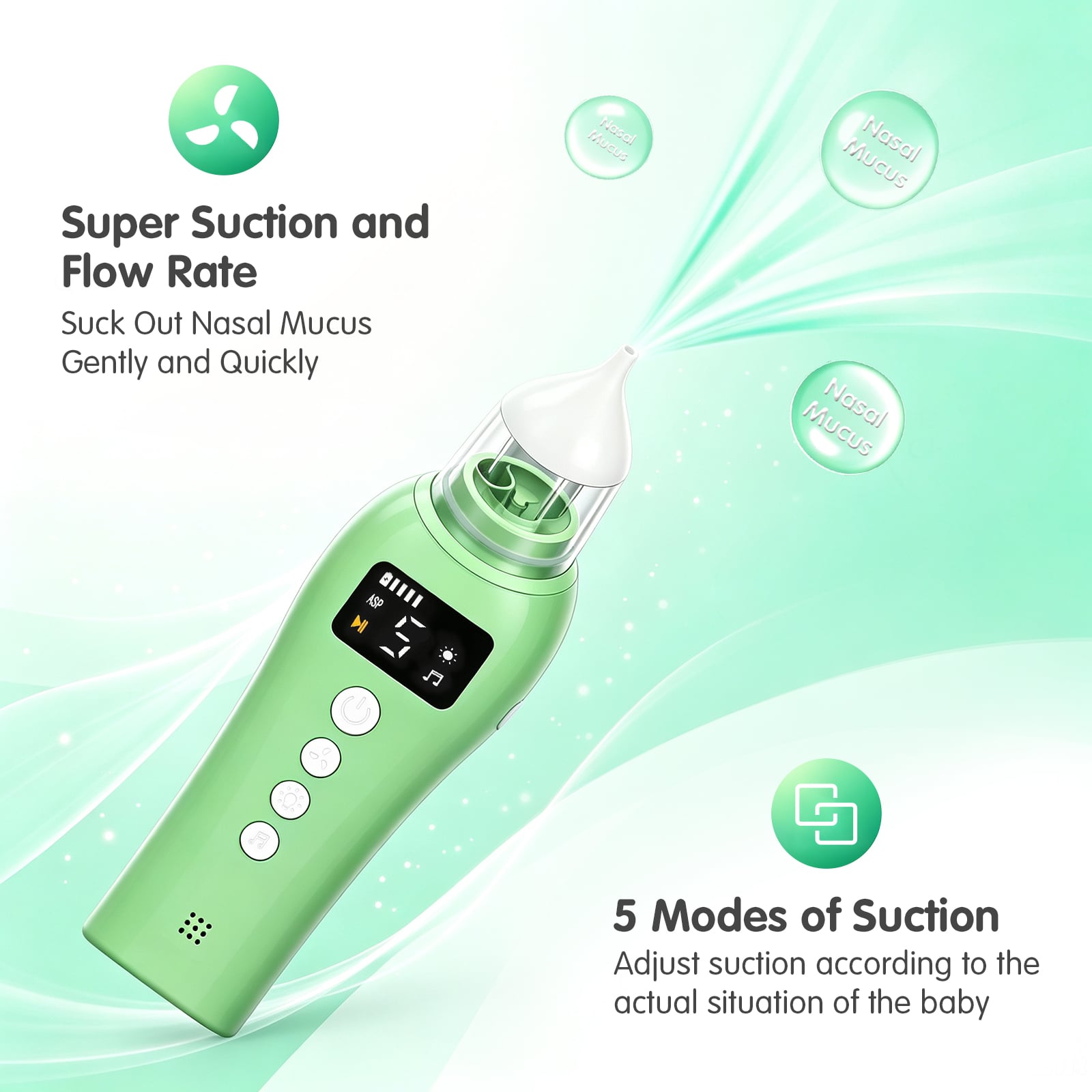 New Design Baby Electronic Baby Nose Cleaner Rechargeable Soft Tip Nasal Aspirator