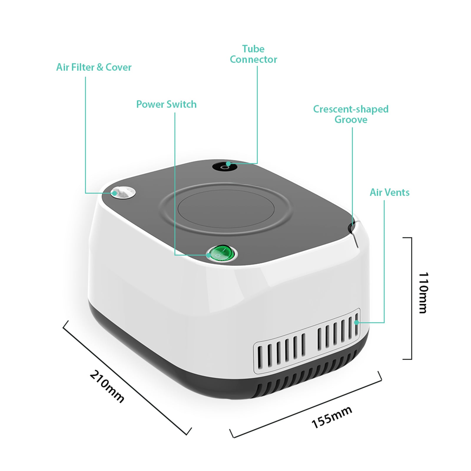 New Design Hospital Clinic for Cough Rhinitis Jet Nebulizador Portable Inhaler Low Noise Piston Compressor Nebulizer
