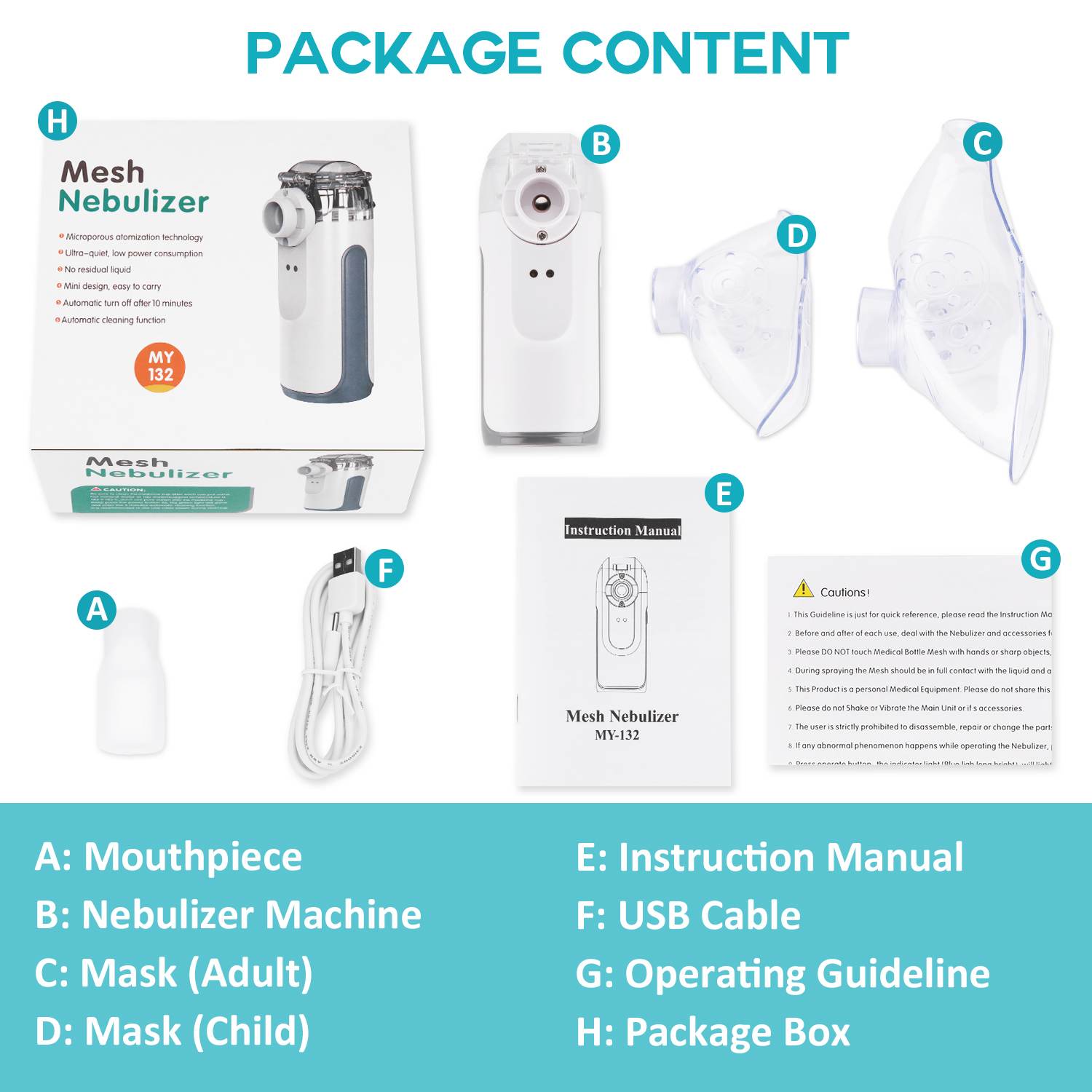 MDR Compact Inhalator USB Rechargeable Ultrasonic Nebulizador Portatil Quiet Inhaler Mesh Portable Nebulizer