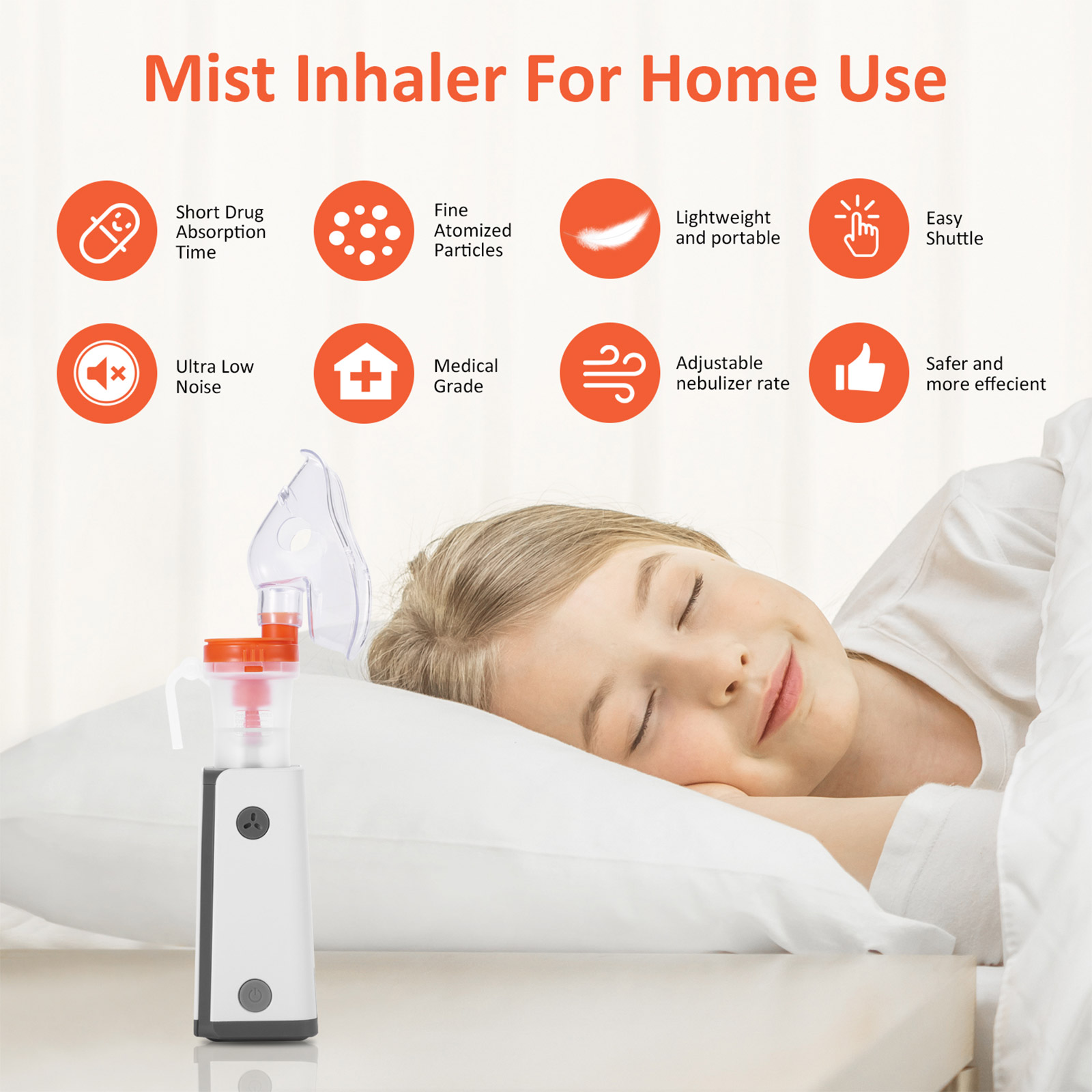 Dual-purpose Quite High Atomization Rate Machine DC Nebulizer With Adaptor for Home Use
