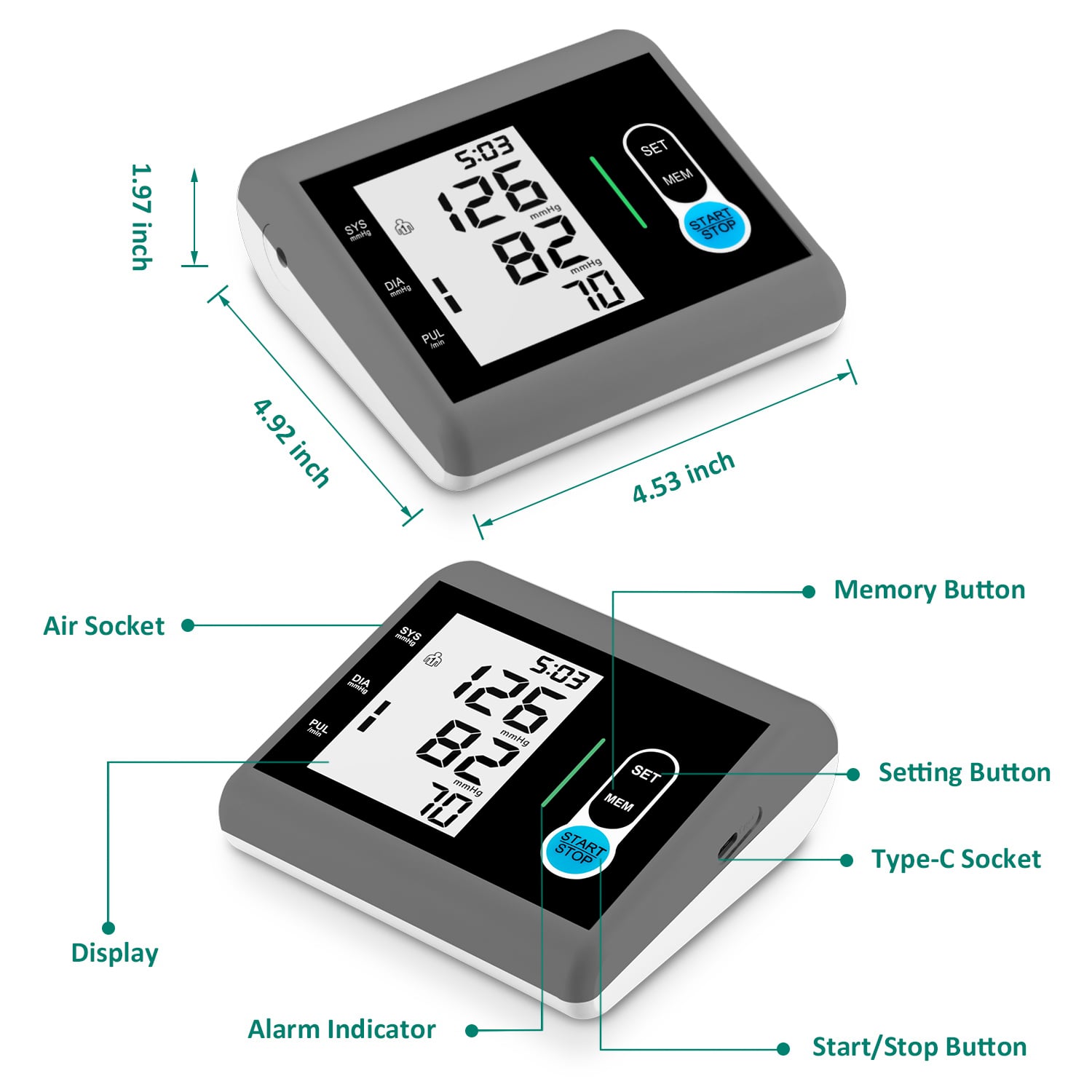 Digital Blood Pressure Machine Monitor Upper Arm BP Monitor Cuff Tensimometer3.jpg