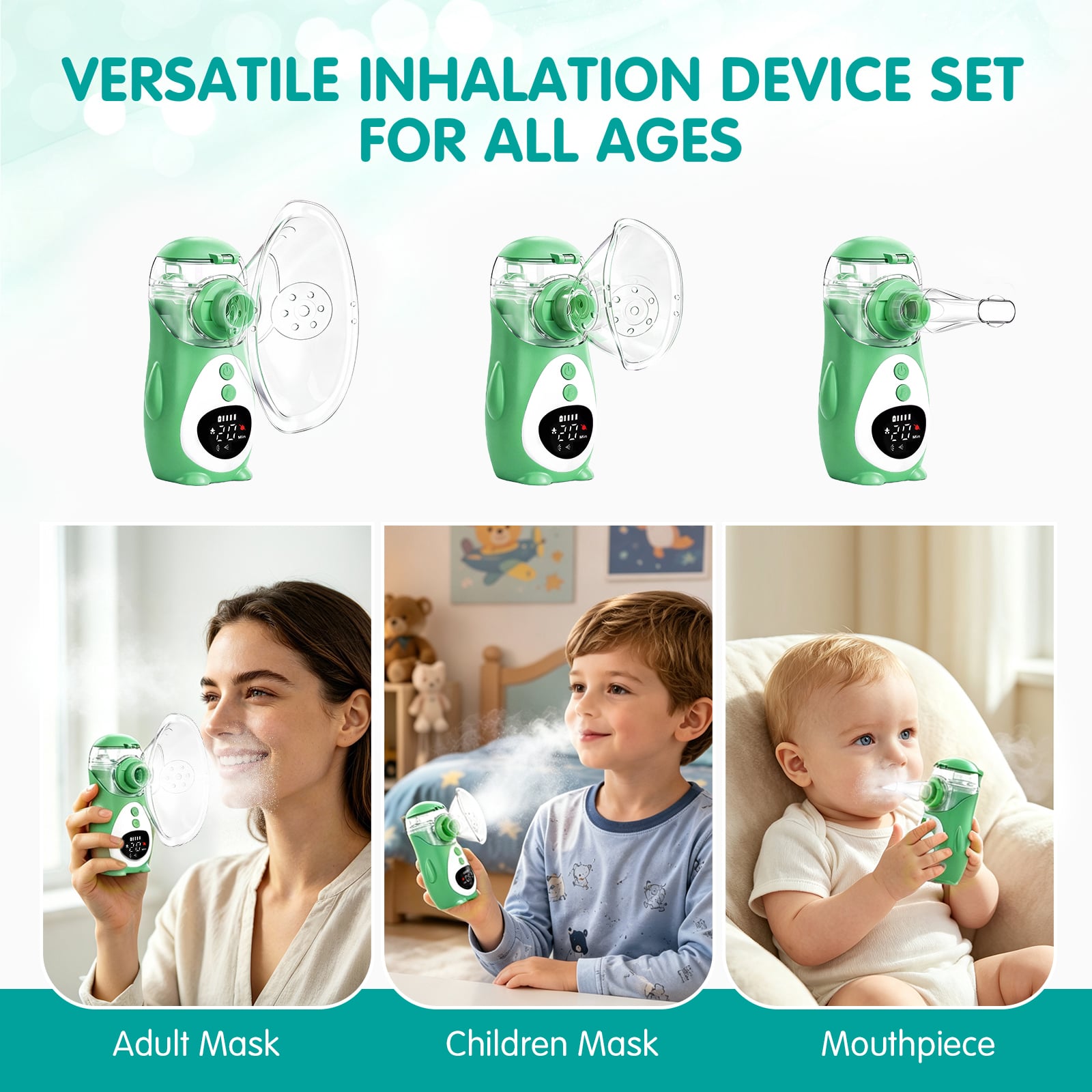 Cartoon Medical Grade Aerosol Mesh Nebulizer Ultrasonic Rechargeable Inhalator Device With Self Washing for Kids Adult