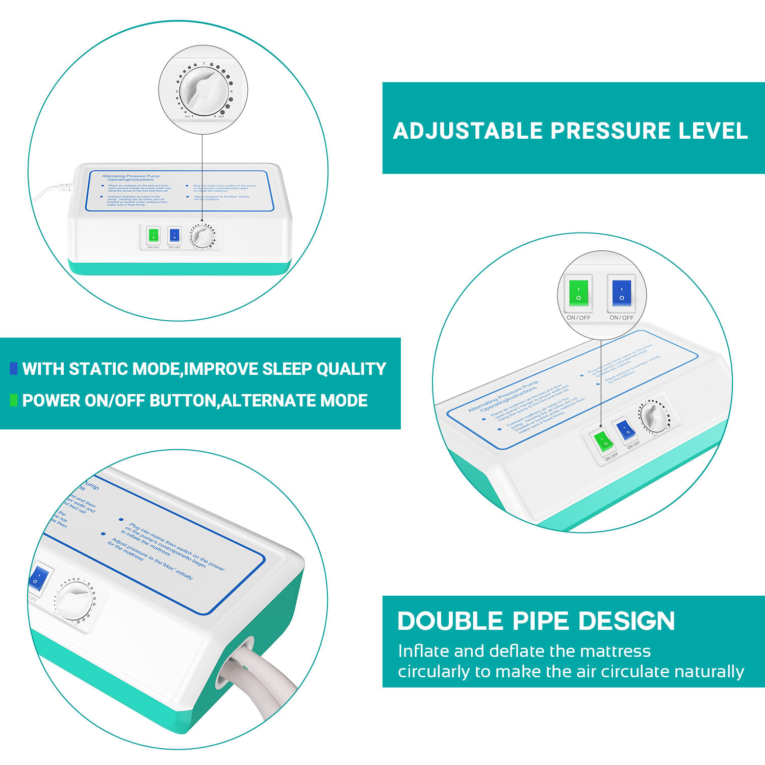 Hospital Air Pump Mattress Bed Anti-Decubitus Silent Static Medical Alternating Pressure Air Mattress for Peaceful Sleep