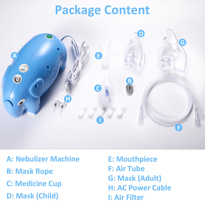 Cute Elephant Inhalers Asthma Nebulizador Portatill Piston Compressor Nebulizer for Children

