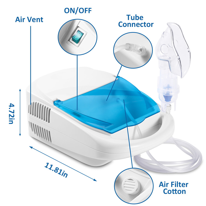Hot Selling Quiet Nebulizador Machine Portable Home Jet Piston Compressor Nebulizer
