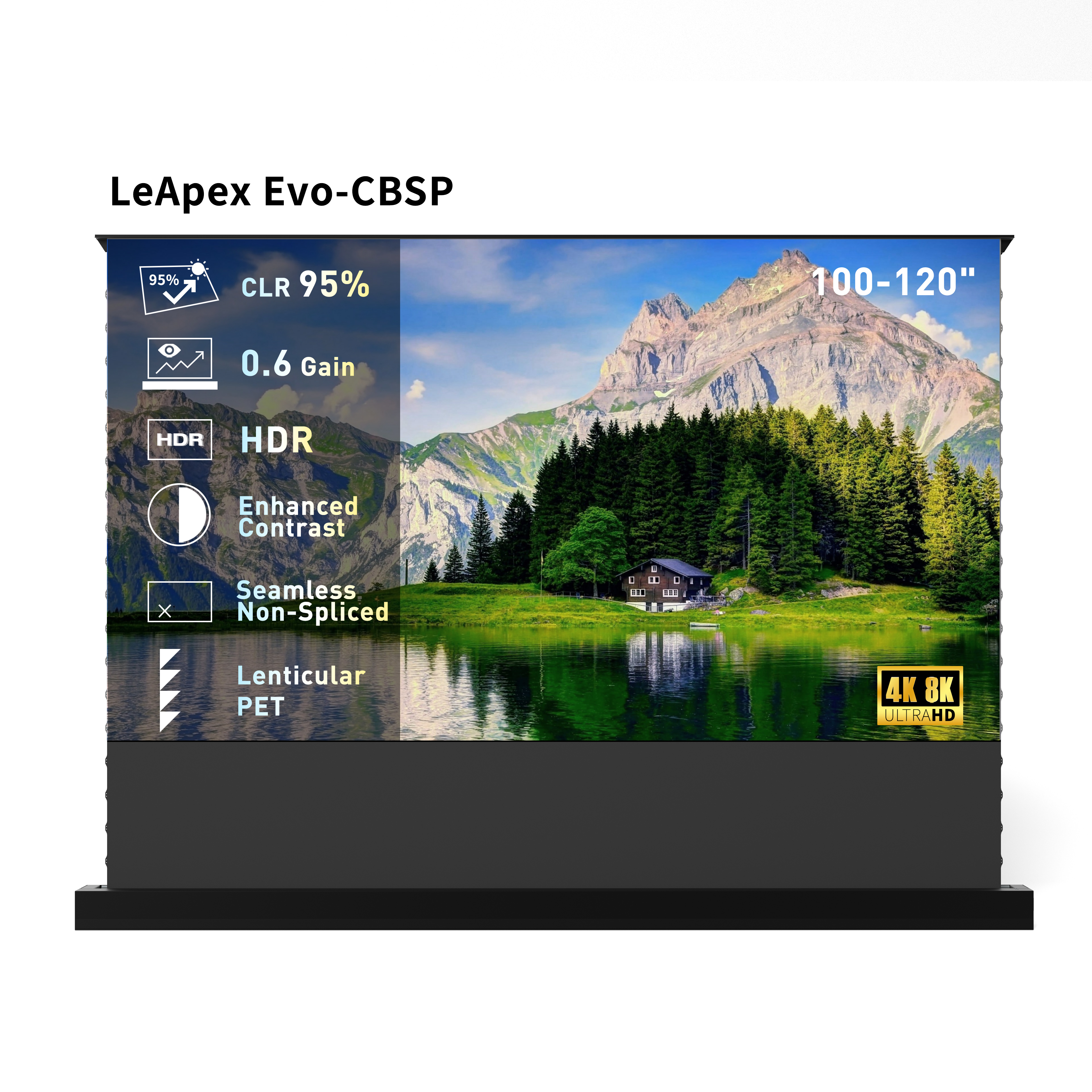 Màn hình thông minh điều khiển điện WUPRO Cinema LeApex EVO CLR dạng nâng sàn CBSP dành cho máy chiếu siêu gần