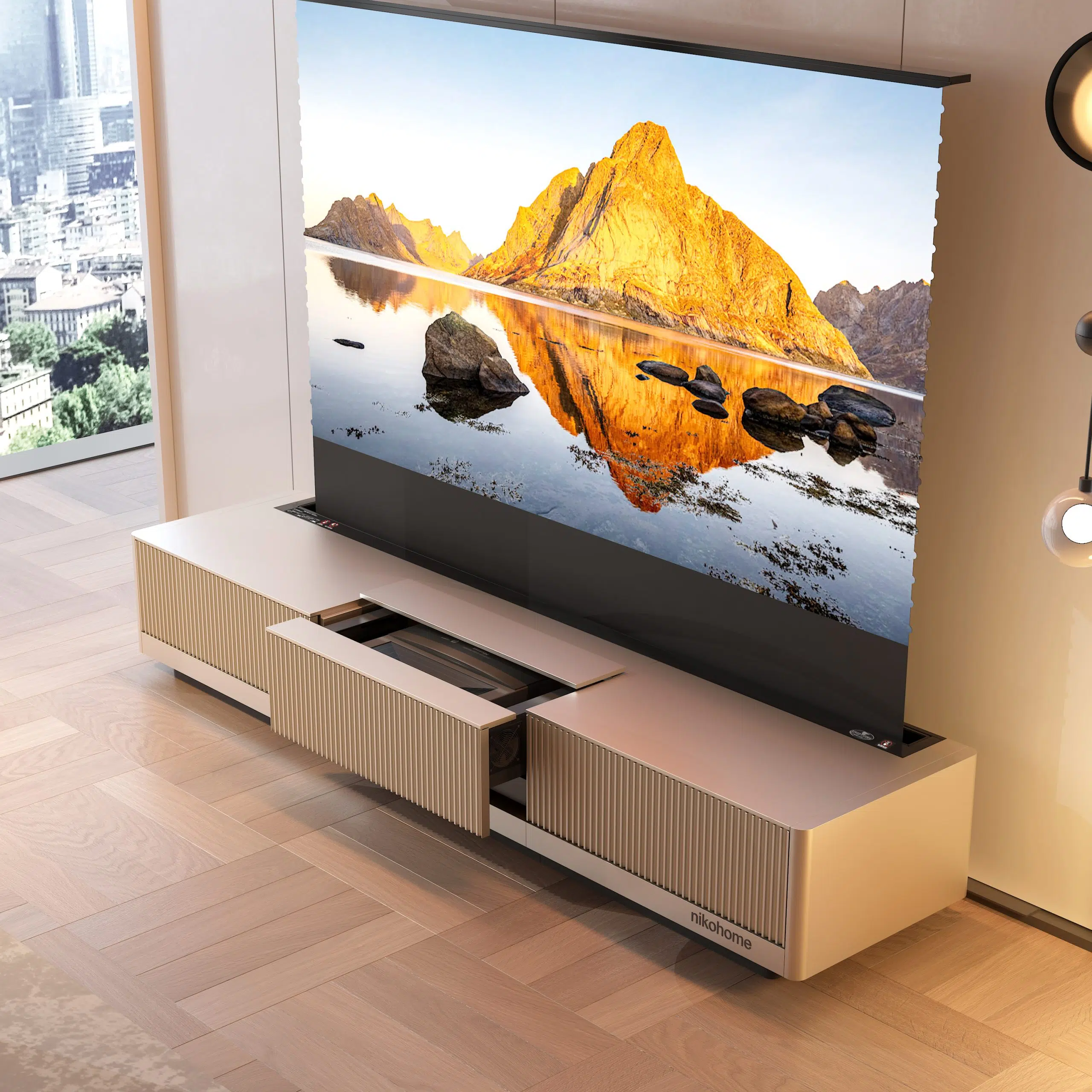 Máy chiếu laser NIKOHOME Phantom10 cho màn hình nâng sàn UST ALR CLR kích thước 100–130 inch