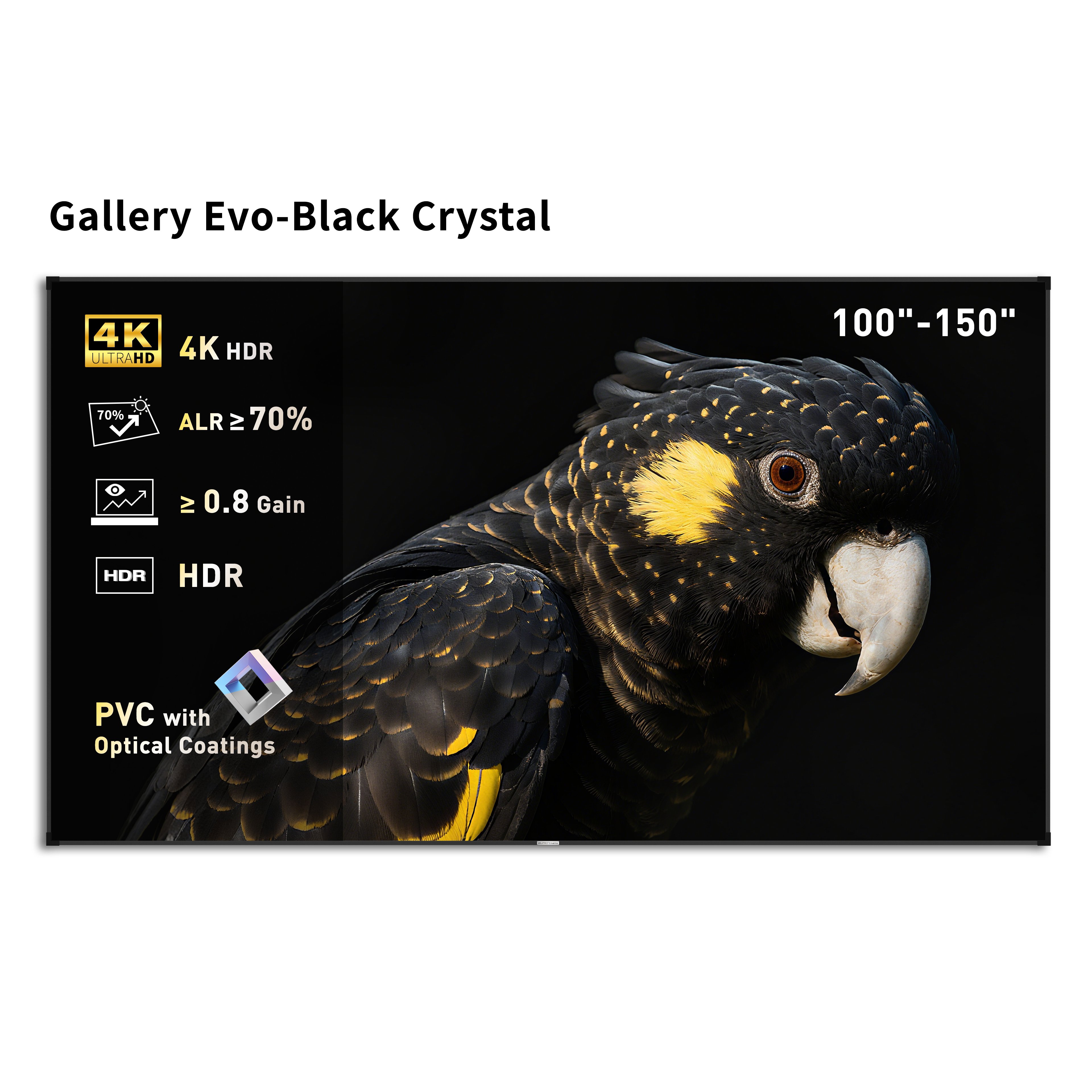 Pantalla fija WUPRO Cinema Gallery EVO ALR de marco fijo, color cristal negro, para proyector de largo alcance