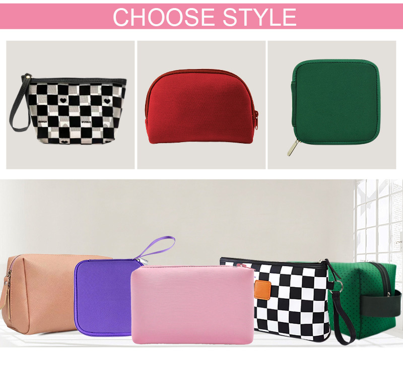 Purple Cosmetic Organizer Bags Small Travel Makeup Storage Bag Neoprene Zipper Pouch details