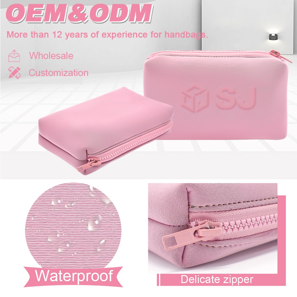 Purple Cosmetic Organizer Bags Small Travel Makeup Storage Bag Neoprene Zipper Pouch manufacture