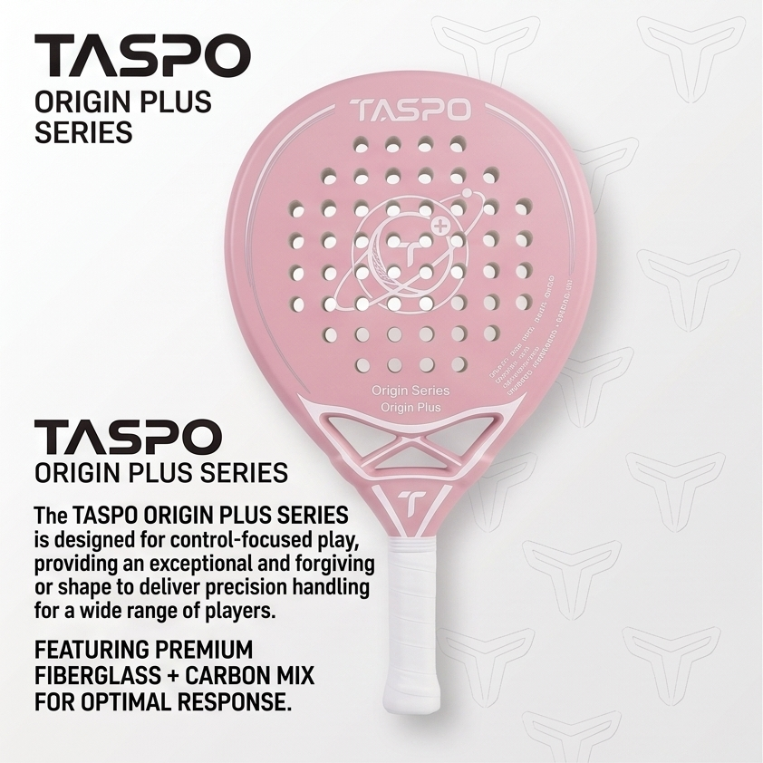 Taspo Origin Plus Hybrid Padel Racket - Carbon Frame & Fiberglass Face Round Paddle