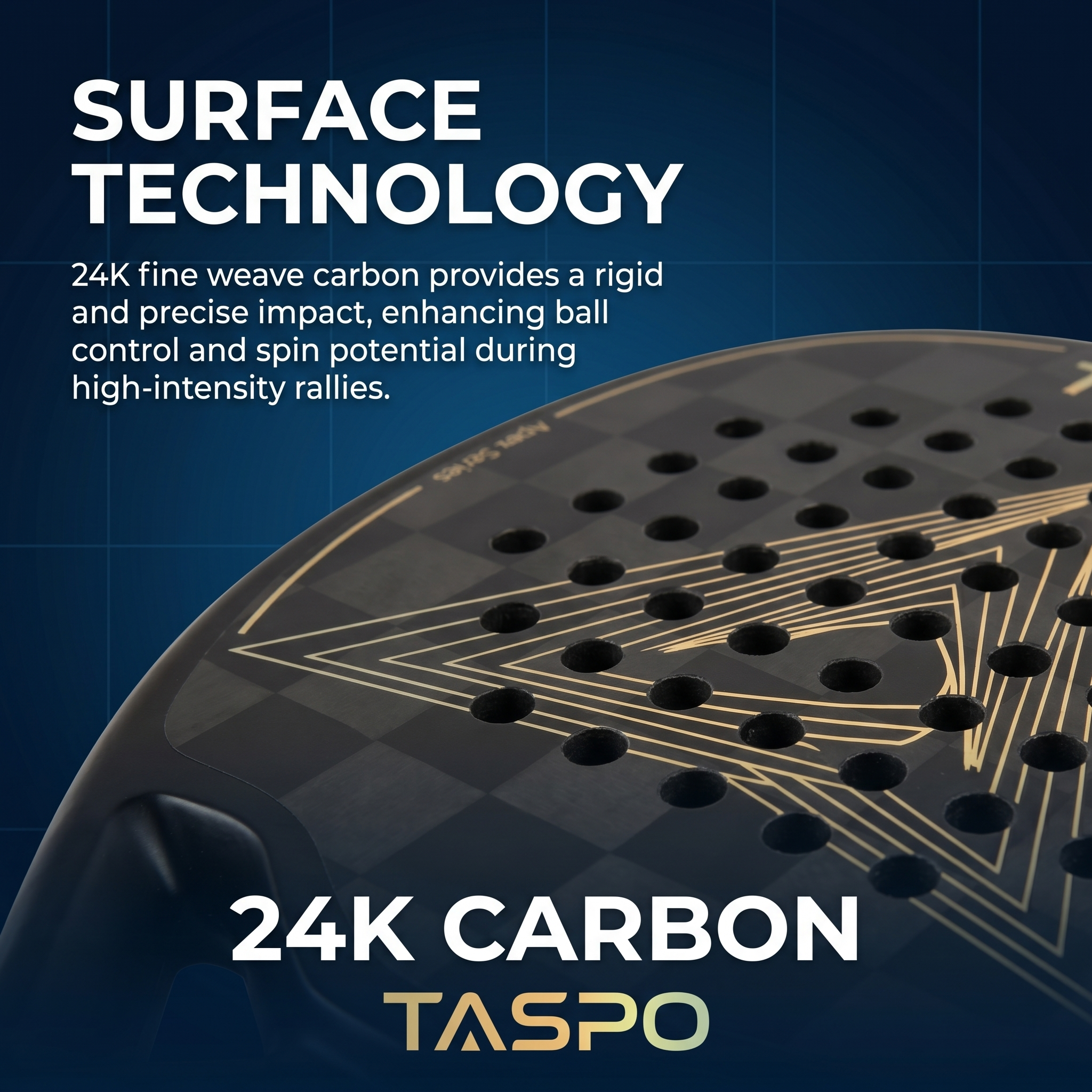 Taspo Apex Ultimate 24K Carbon Padel Racket - Professional Diamond Shape Power Paddle