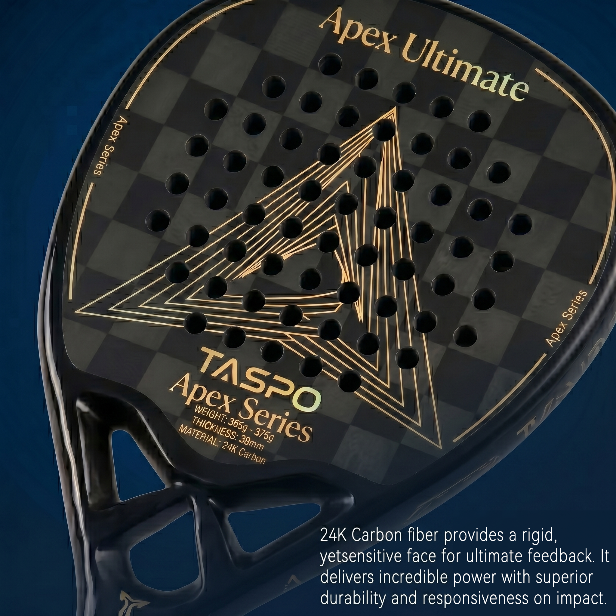 Taspo Apex Ultimate 24K Carbon Padel Racket - Professional Diamond Shape Power Paddle