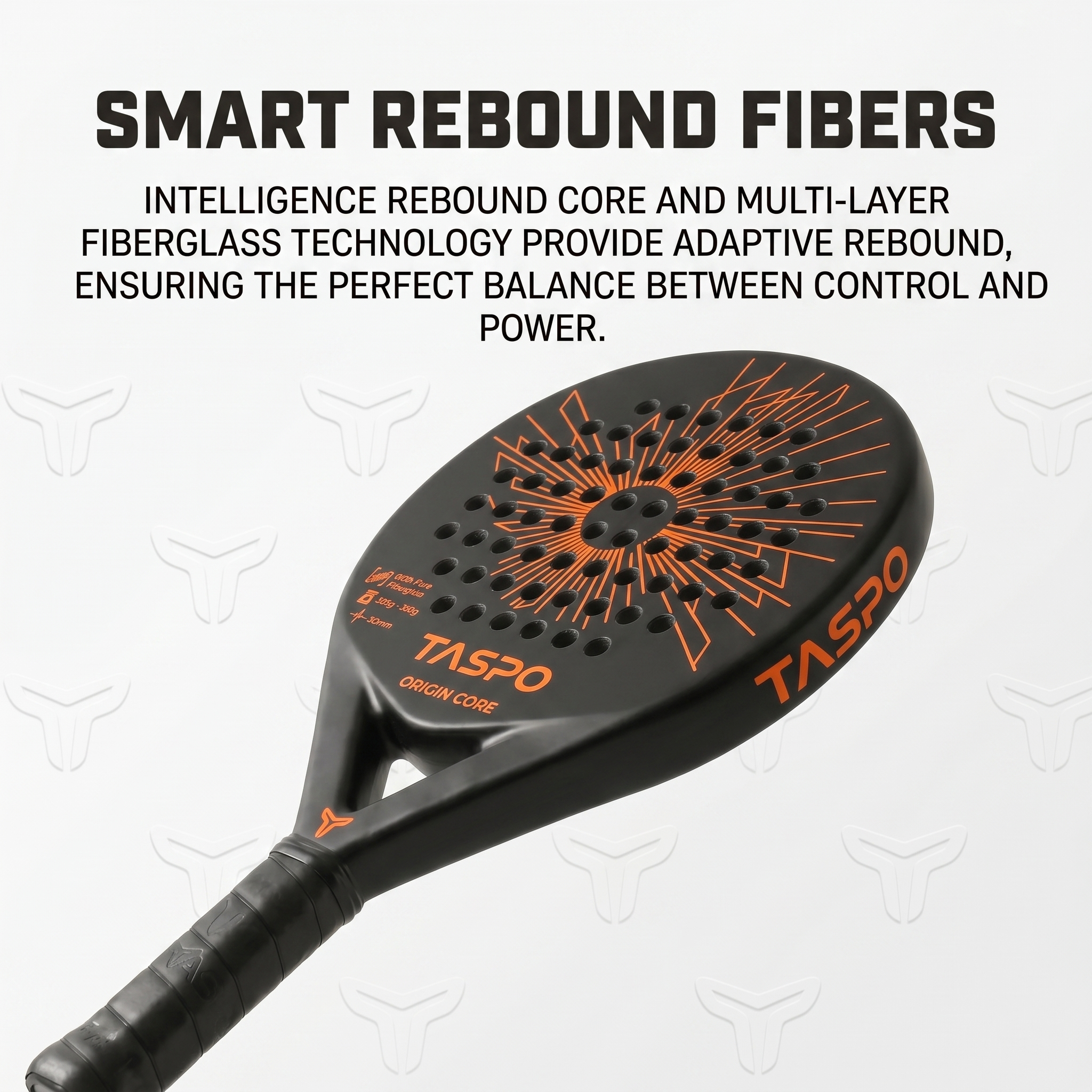 Taspo Origin Core Fiberglass Padel Racket - Round Shape Soft EVA Paddle for Beginners
