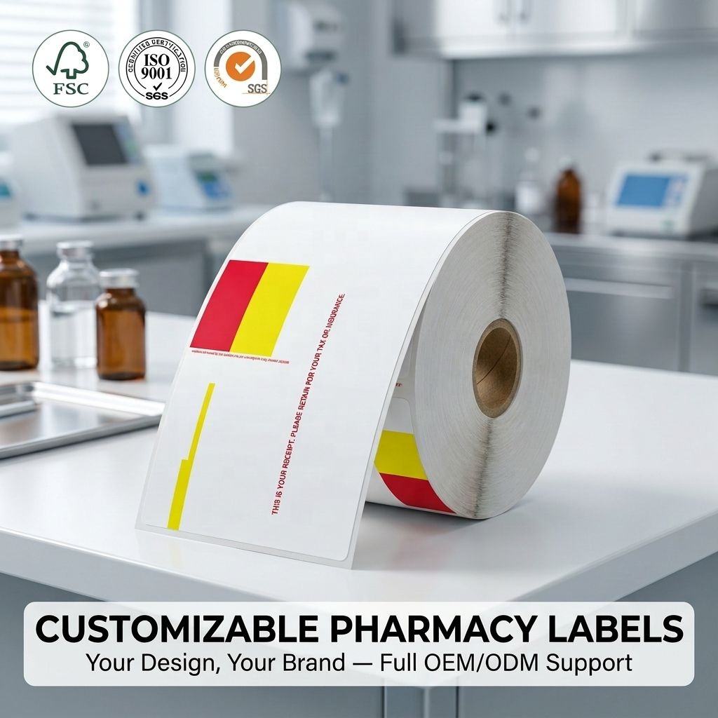 Pharmacy Labels, Medical-grade Thermal Self-adhesive Stickers, Custom Drug Barcode & QR Code Printing, for US & Canada Pharmacies and Hospitals