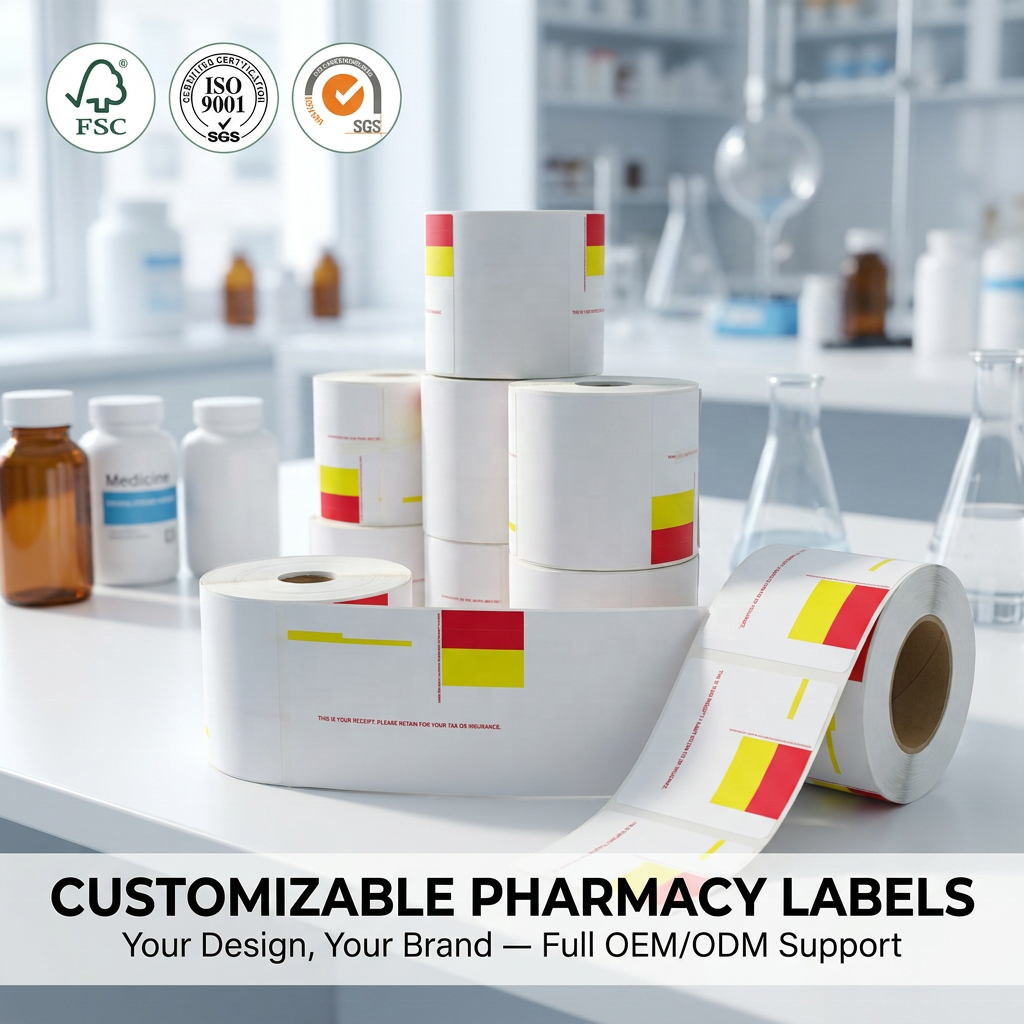 Pharmacy Labels, Medical-grade Thermal Self-adhesive Stickers, Custom Drug Barcode & QR Code Printing, for US & Canada Pharmacies and Hospitals