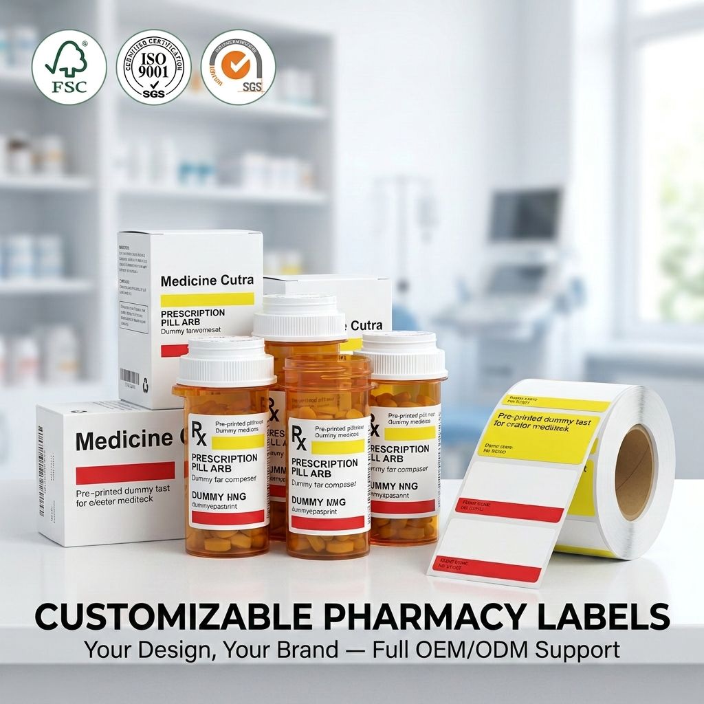 Pharmacy Labels, Medical-grade Thermal Self-adhesive Stickers, Custom Drug Barcode & QR Code Printing, for US & Canada Pharmacies and Hospitals