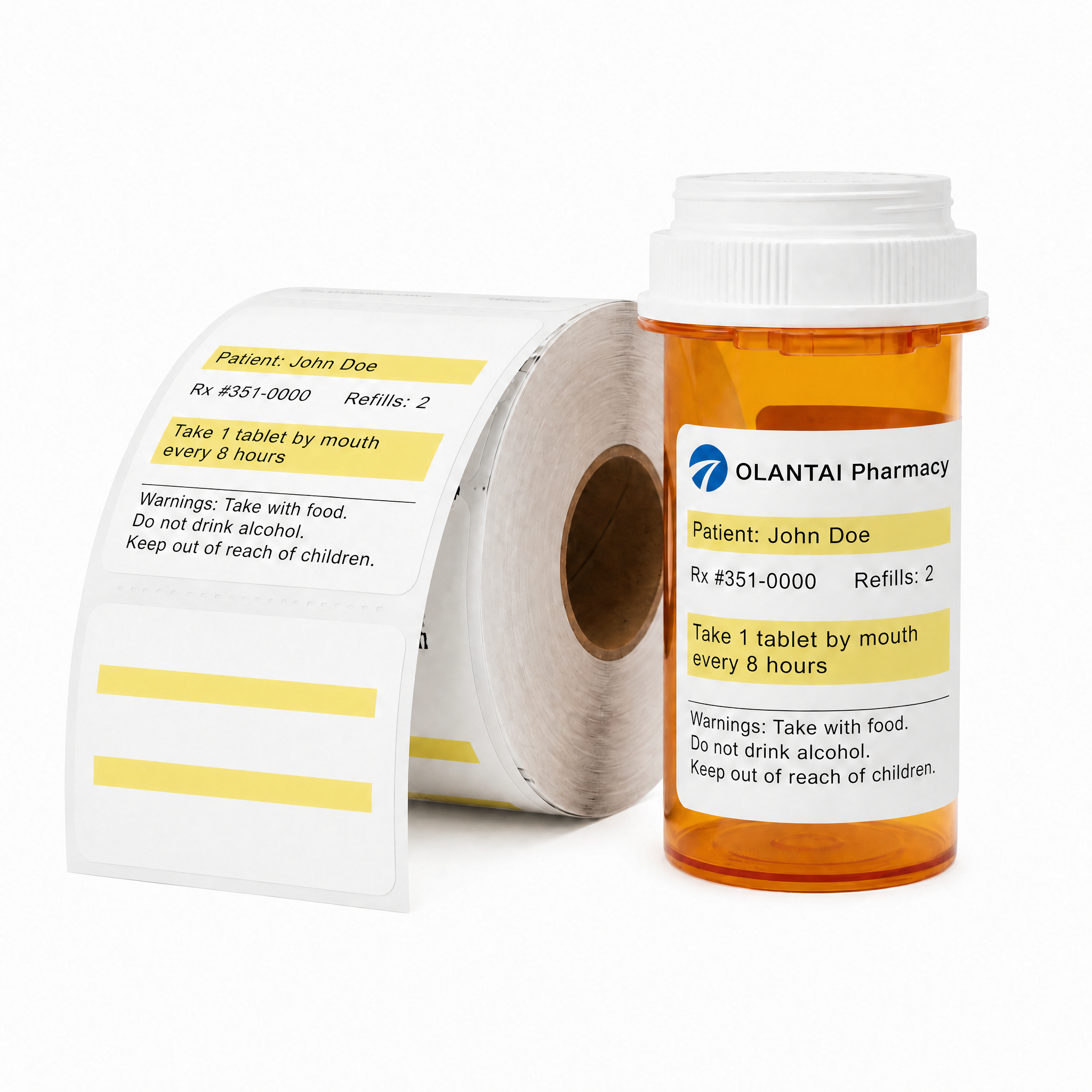 Pharmacy Labels, Medical-grade Thermal Self-adhesive Stickers, Custom Drug Barcode & QR Code Printing, for US & Canada Pharmacies and Hospitals