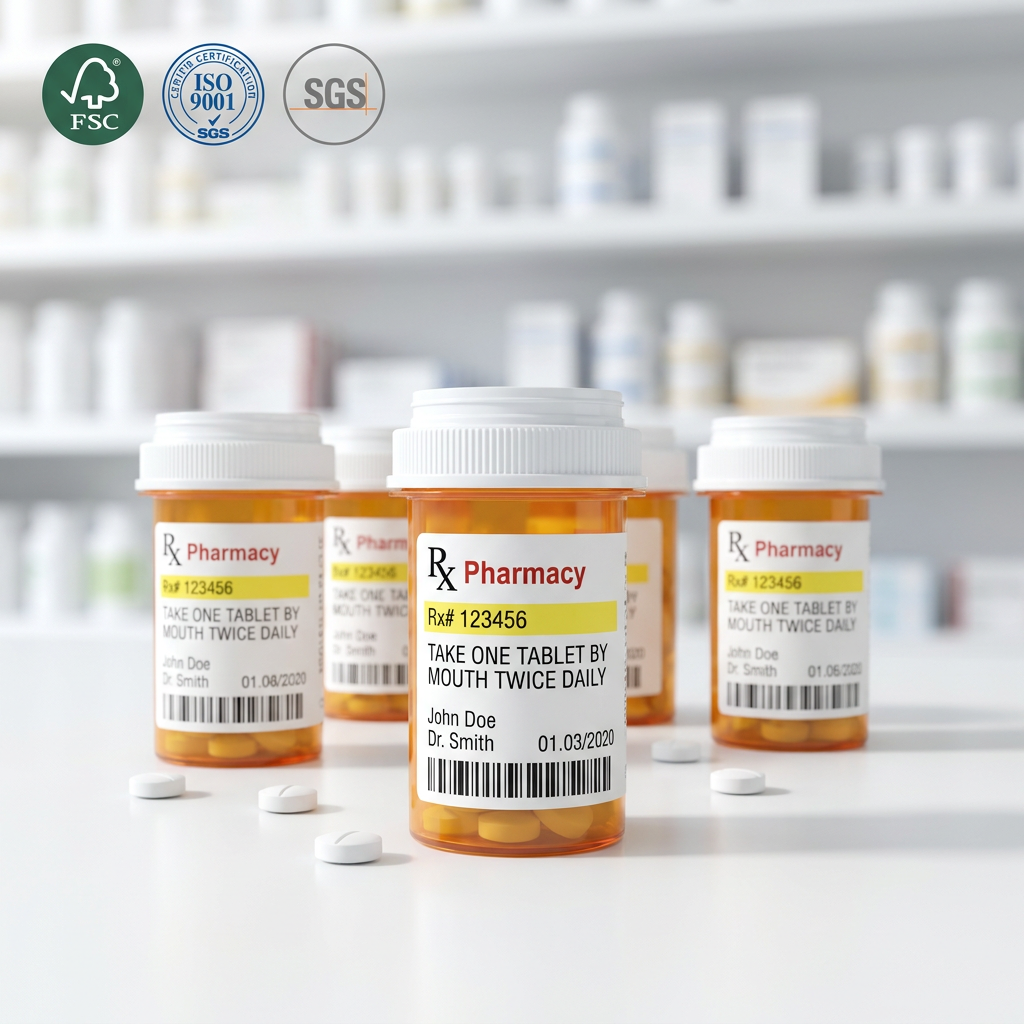 Pharmacy Labels, Medical-grade Thermal Self-adhesive Stickers, Custom Drug Barcode & QR Code Printing, for US & Canada Pharmacies and Hospitals