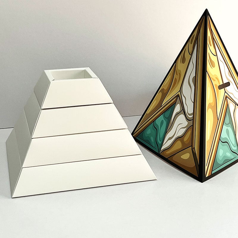 Custom Pyramid Shaped Chocolate Cake Cookies Packaging Box with Handle Bespoke Paper Packaging for Picnic