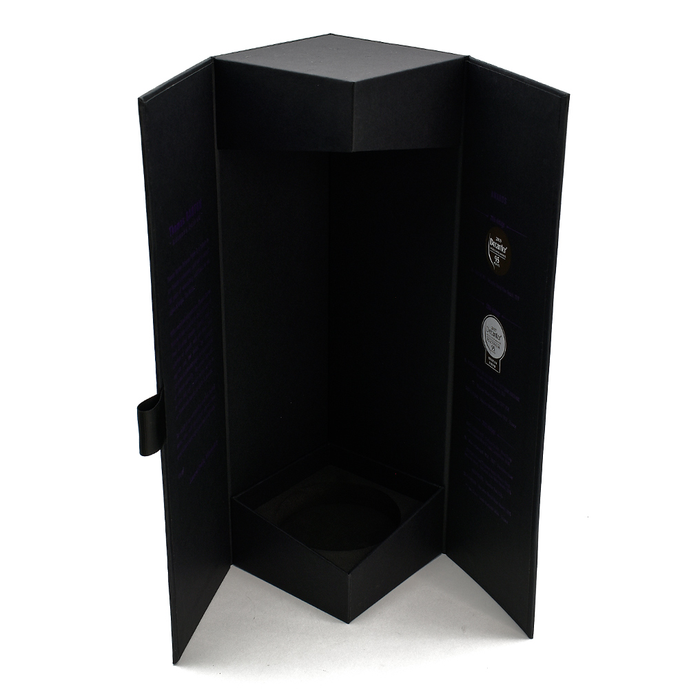 Custom Wine Packaging Boxes Gold Foil Liquor Hinged Box with Insert Boxes Paper Box for Single Bottle Set