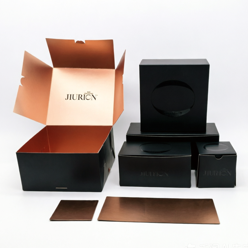 Customized Black Cake Packaging Box with Rose Gold Cake Board