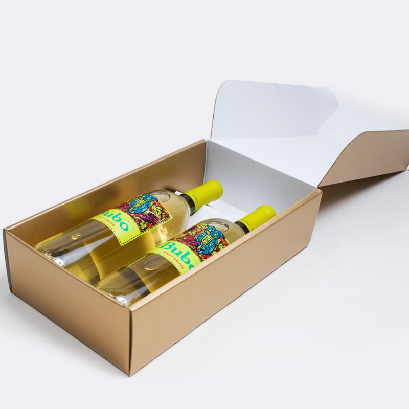 Custom Rigid Cardboard Red Wine Packaging Gift Box with Embossing Recycled Materials Corrugated Box