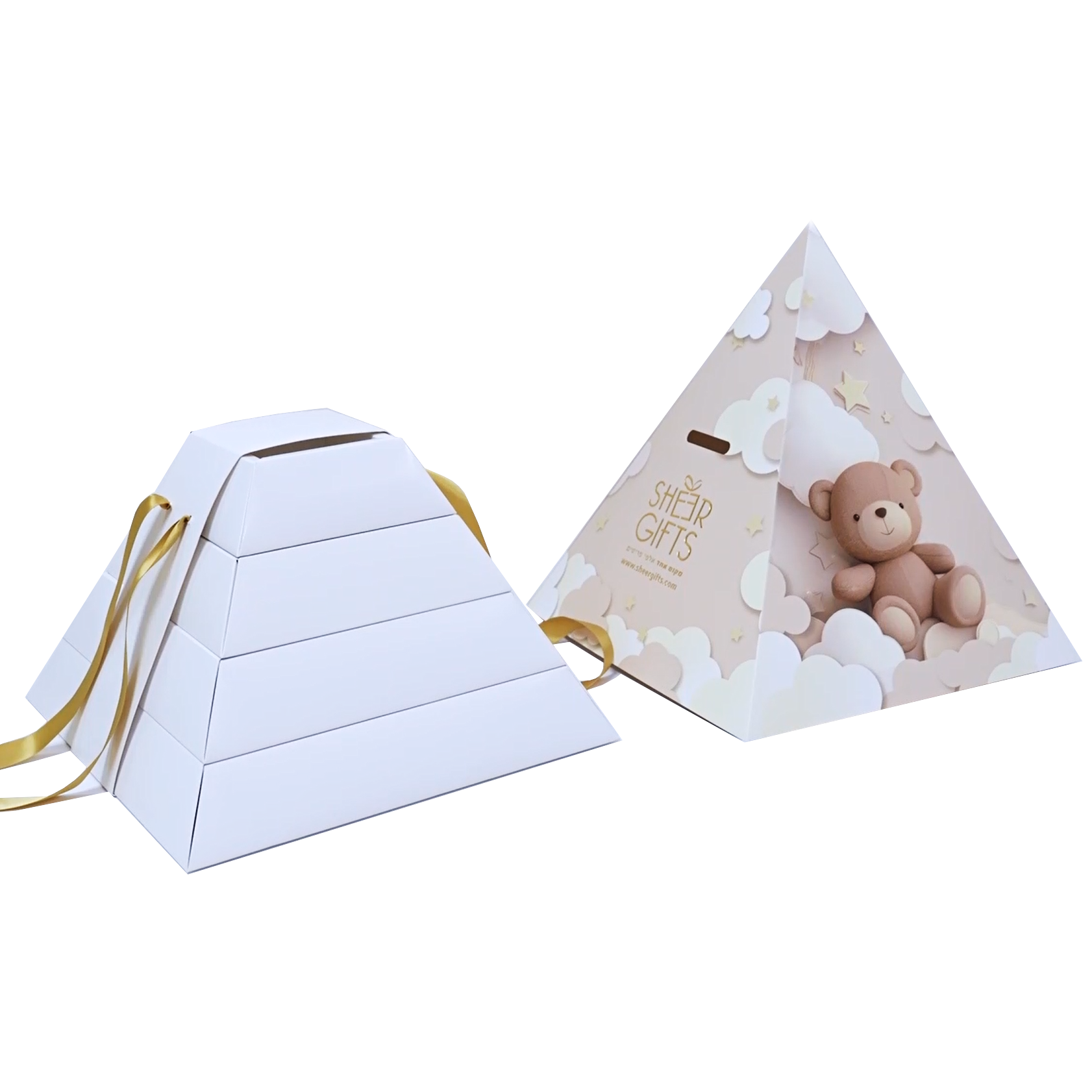Custom LOGO Portable Picnic Box Personalized Pyramid Shaped Ramadan and Eid Cookie Packaging Box with Black Handle