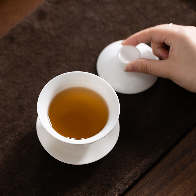 Covered Bowl Dehua White Porcelain Tea Set Complete Kung Fu Ceramic Simple Teapot Teacups