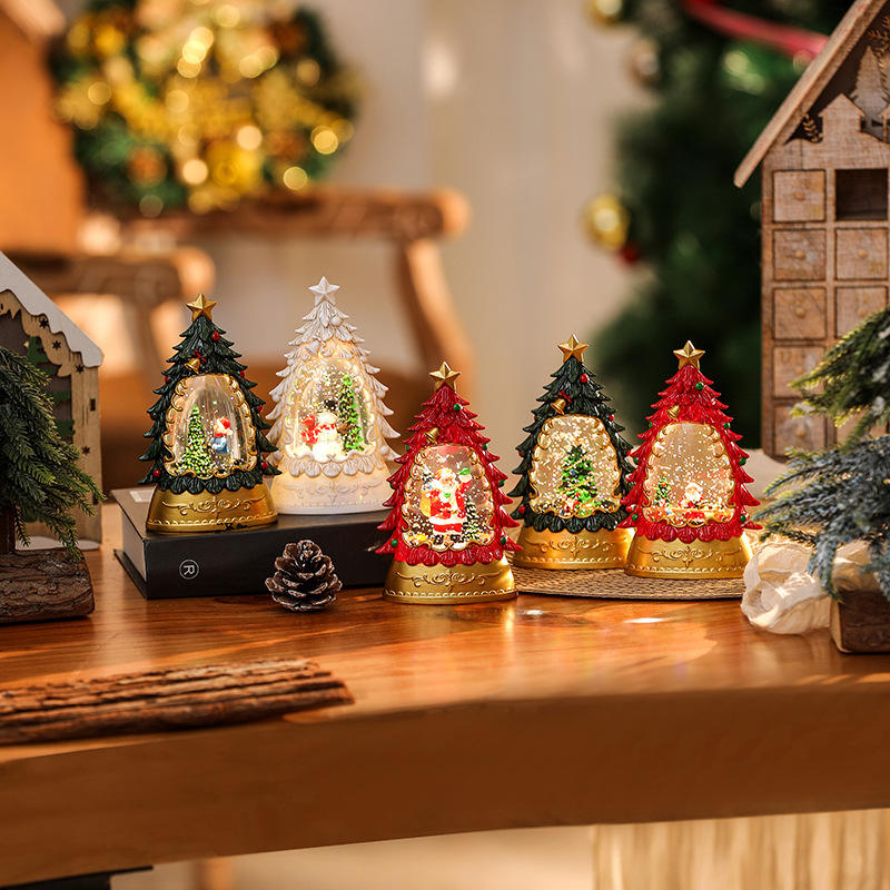 Nuwe Aankoms Kerstversiering Geverfde Kerstboom Luminiese Windlantarens Kinders Klein Geskenk Sinterklaasversiering Naglig Harpuis
