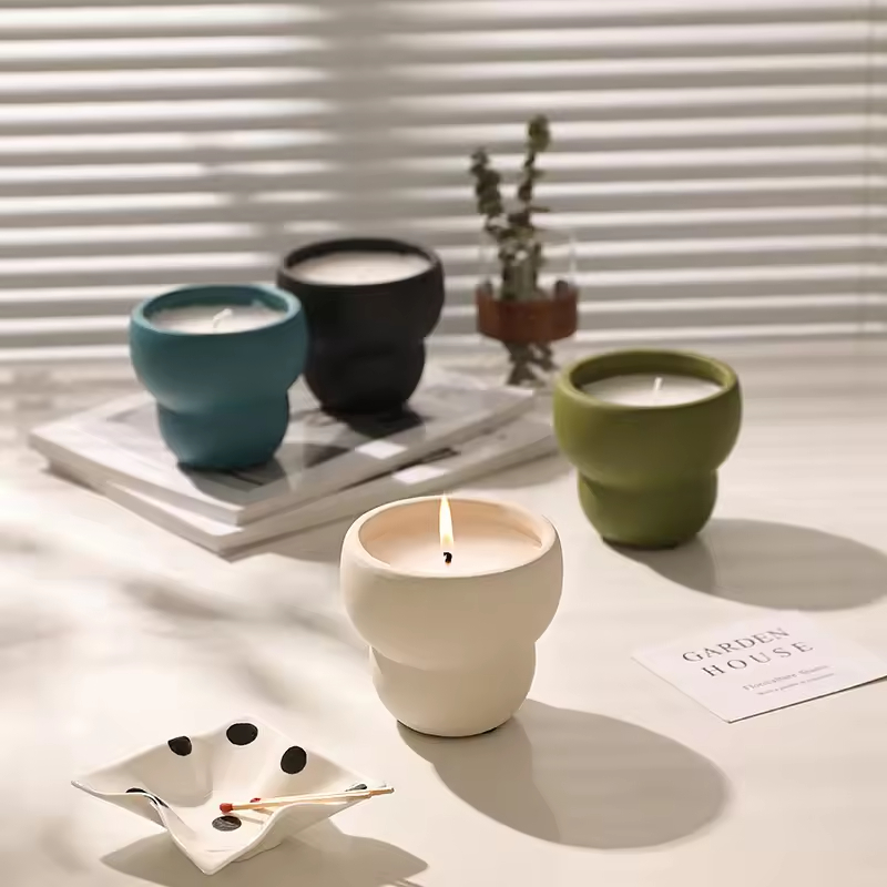 Ceramic Wax Candles Home Decor Candle Jars for New Year Christmas and Birthday Gifts
