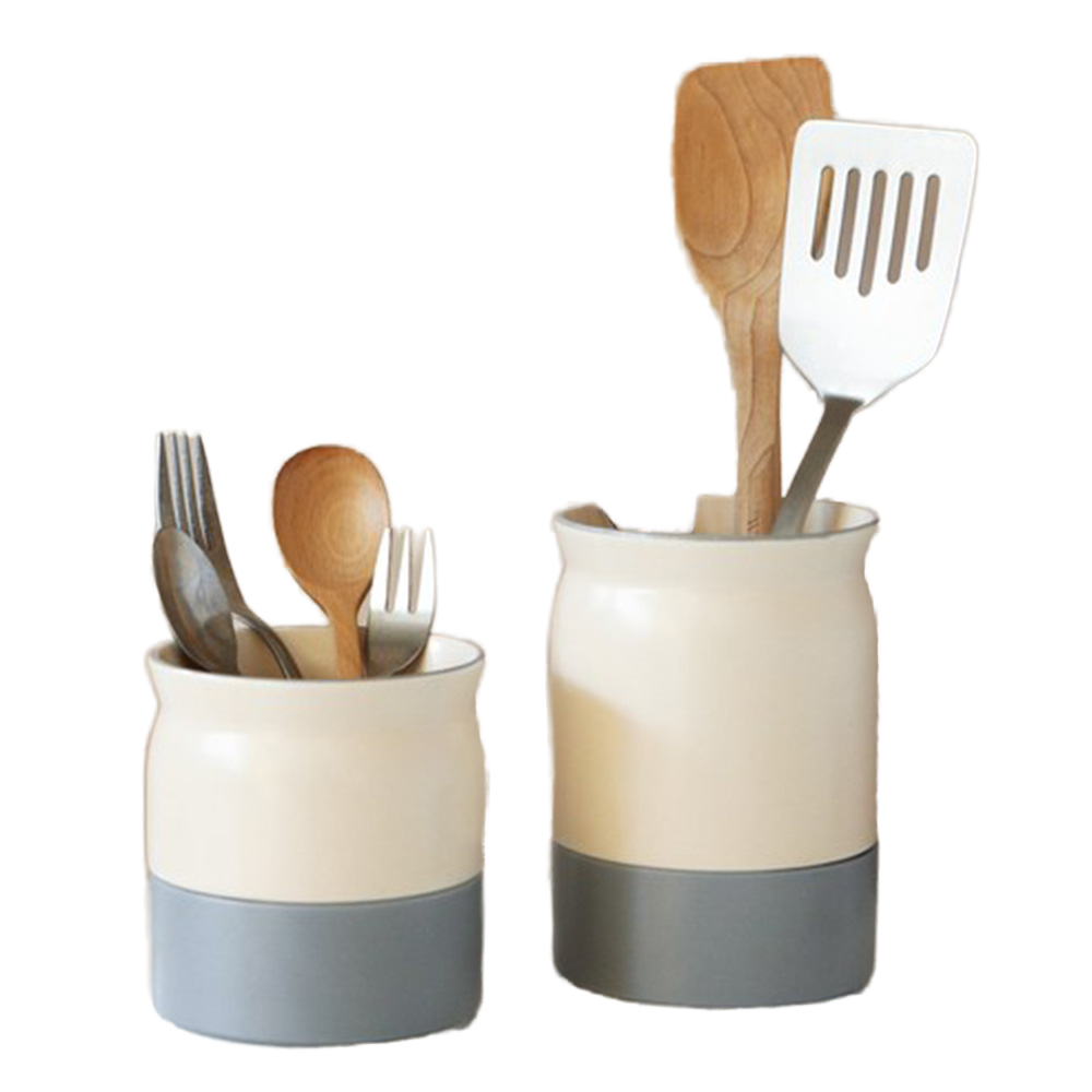 Custom Logo Ceramic Utensil Holder Storage Bucket Kitchen Draining Household Cookware Spoon Knife Fork Chopstick Pot Dinnerware