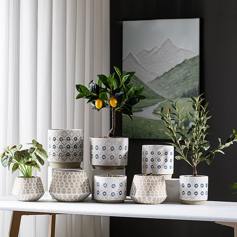 Hot Selling Home Garden Decor Indoor Outdoor Succulent Flower Green Plant Pots Ceramic Pots Planter