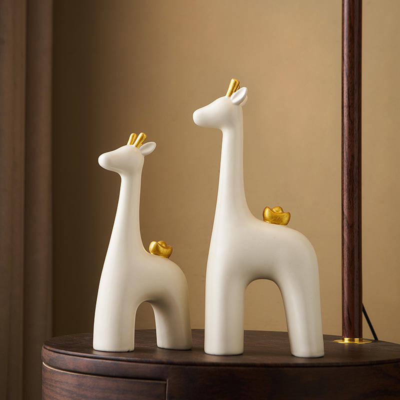 Modern Art Ceramic Deer Desktop Ornament Office Wine Cabinet TV Decoration Housewarming Gift For Opening A New Home