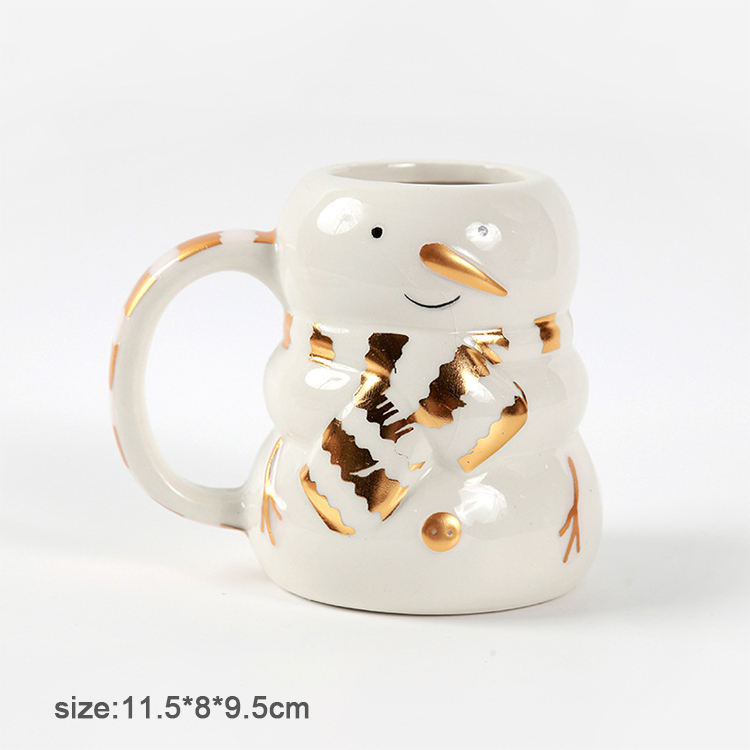 Good Quality Christmas Decoration Christmas Snowman Ceramic Mug White Breakfast Cup for Christmas Home Decoration