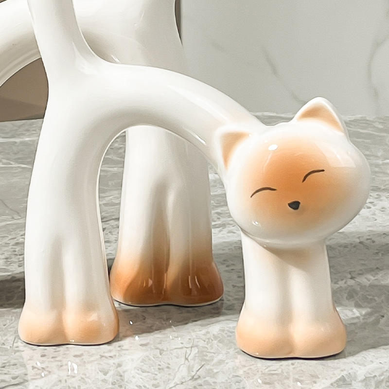 Modern Keramiek Cartoon Kat-vormige Woonversiering Handgemaakte Keramiek Kunsthandwerk Keramiek Ornamenten Cadeau
